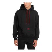 Gcds Enfärgad Logo Hoodie med Ficka Black, Herr