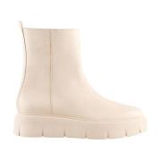 Högl Stiliga Beige Läder Ankelboots Beige, Dam