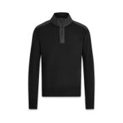 Belstaff Merino Black Quarter Zip Jumper Black, Herr