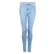 Calvin Klein Högmidjade skinny jeans med randig detalj Blue, Dam