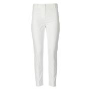 Max Mara Weekend Vita Stretchbomullsbyxor med Strykfåll White, Dam