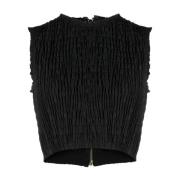 Patou Svart Smock-Detalj Crop Top Black, Dam