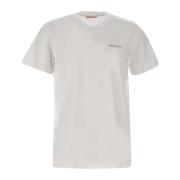 Marni Herr Vit Bomull T-shirt med Logo White, Herr