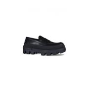 Moncler Svart Läder Slip-On Loafers Black, Dam