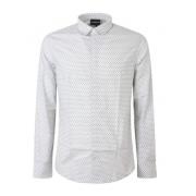 Emporio Armani Vit Slim FIT Skjorta med Logo Print för Män White, Herr