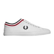 Fred Perry Klassiska Twill Sneakers med Räfflad Manschett White, Herr