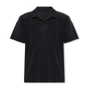 Issey Miyake Veckad polotröja Black, Herr