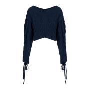Kenzo Cable Lace Up Jumper Blue, Dam