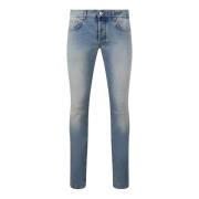 14 Bros Bleached Blue Denim Straight Jeans Blue, Herr