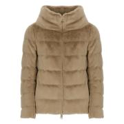 Herno Beige Ecofur Dunjacka för Kvinnor Beige, Dam