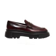 Hogan Läder Bordeaux Tank Loafer - Storlek 35 Red, Dam