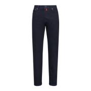 Kiton Slim Fit Bomullsbyxor Blue, Herr