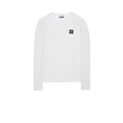 Stone Island Vit Slim Fit Långärmad T-shirt White, Herr