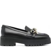 Tommy Hilfiger Svarta Läderloafers för Kvinnor Black, Dam