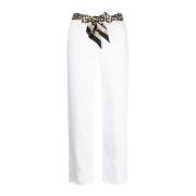 Elisabetta Franchi Vita Cropped Straight Jeans White, Dam