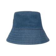 Salvatore Ferragamo Denim bucket hatt med logotyp Blue, Dam