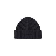 C.p. Company Räfflad Lammsull Logo Beanie Black, Herr