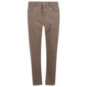 Z Zegna Slim-Fit Stretch Bomullsbyxor Brown, Herr