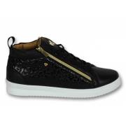 True Rise Märkesskor Online - Herr Svart Guld Croc Sneakers - Cms98 Bl...