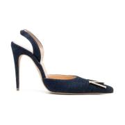 Magda Butrym Denim Slingback Pumps Blue, Dam