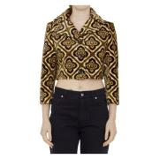 Etro Sammet Jacquard Kort Jacka Brown, Dam