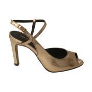 Bruno Premi Metallisk Guld High Heel Sandaler Yellow, Dam