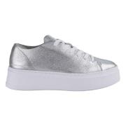 Crime London Silver Läder Låga Sneakers Gray, Dam