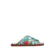 La DoubleJ Criss-Cross Sandaler, Svart Crazy Daisy Print Green, Dam