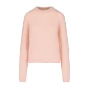 Marni Mysig och stilfull ribbstickad tröja i vacker rosa mohairblandni...