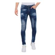 Local Fanatic Designer Färgstänk Jeans Herr Slim Fit -1072 Blue, Herr