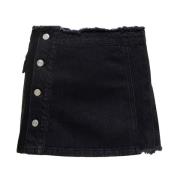 Andersson Bell Svart Denim Plisserad Minikjol Black, Dam