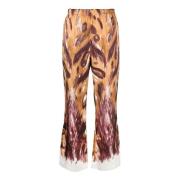 Marni Raka byxor med Wild Bunch Print Brown, Dam