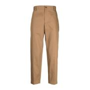 Maison Kitsuné Beige Bomullbyxor med Broderad Logotyp Beige, Herr