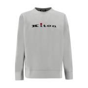 Kiton Logo Print Bomull Sweatshirt Gray, Herr