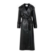 Aniye By Svart Trenchcoat i Fauxläder Black, Dam