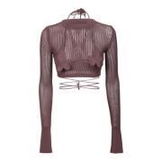 Andrea Adamo Long Sleeve Tops Brown, Dam