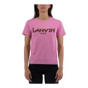 Lanvin Elegant Dam Bomull T-shirt med Detaljerad Brodyr Pink, Dam