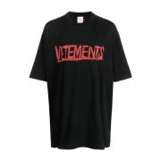 Vetements Svart Bomull T-shirt med Logotryck Black, Herr