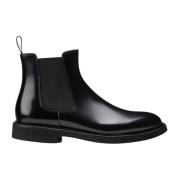 Doucal's Svart läder Chelsea boot med blank finish Black, Herr