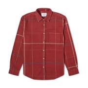 Portuguese Flannel Bordeaux Rutig Skjorta Red, Herr