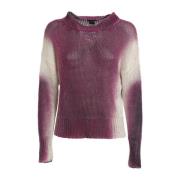 Avant Toi Linne Jacquard Crewneck Sweater Purple, Dam