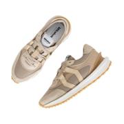 Mikakus Barcelona Beige Nylon Sneakers med Läder- och Mockadetaljer Be...