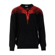 Marcelo Burlon Stickade plagg med rund hals Black, Herr