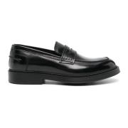 Doucal's Svarta Läderloafers, Slip-On Stil Black, Herr