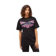 Custo Barcelona Svarta Bomullstoppar T-shirt med Framsida Tryck Black,...