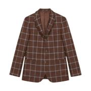 Brooks Brothers Brun blazer i en blandning av jungfruull, siden och li...