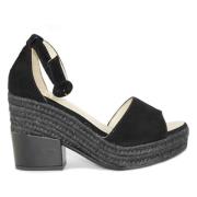 Espadrilles High Heel Sandals Black, Dam