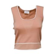 Nenette Kontrasterad Ull Tank Top Beige, Dam