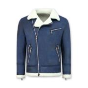 Enos Shearling Jacka Herr - Syntetisk Läderjacka Blue, Herr