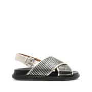 Marni Stiliga Platta Sandaler Gray, Dam